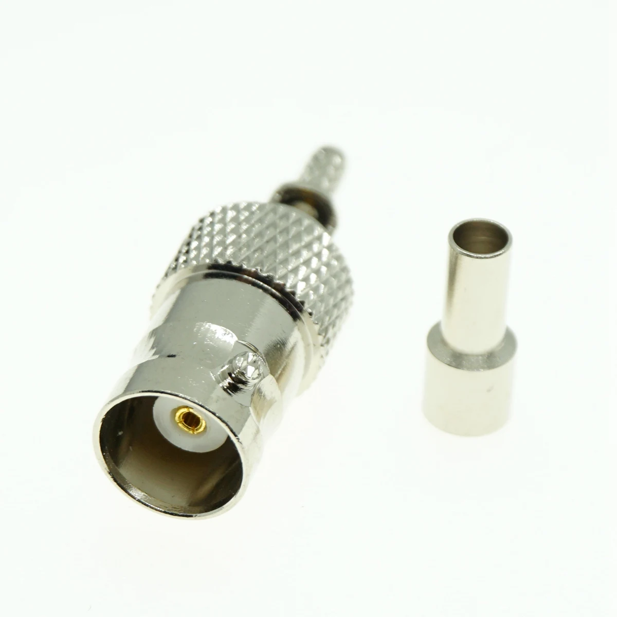 10 Uds BNC hembra engarzado RF conector de ventana recta Coaxial para RG174 RG316