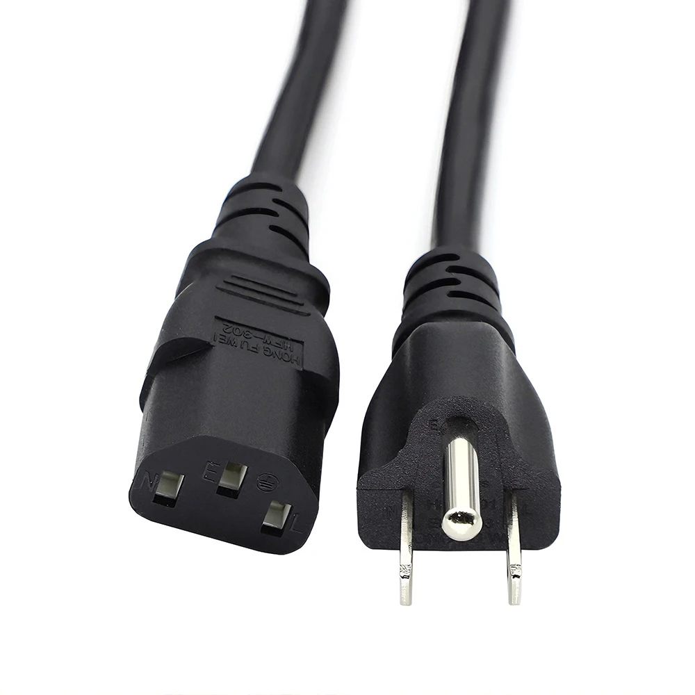 1,5 m US NEMA 5-15P a IEC C13 Cable de alimentación de CA 3 pines enchufe de EE. UU. Cable de alimentación Universal 10A 125V Cable de extensión negro 18AWG 1 ud. - imagen 3