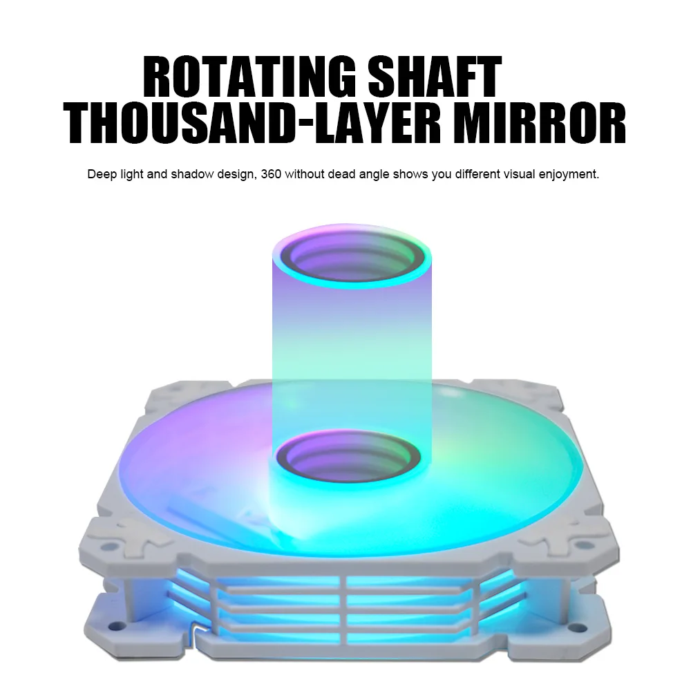 MANMU, nuevo diseño, ventilador de pc Argb, ventilador enfriador de 120mm para pc, ventilador con cubierta de pc con efecto de luz de espejo infinito Rgb - imagen 4