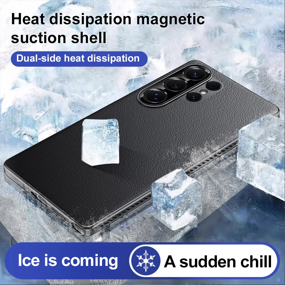Funda protectora de lente de disipación de calor magnética, Funda de cuero para teléfono Samsung Galaxy S25 Ultra S24 Ultra S25Ultra Magsafe