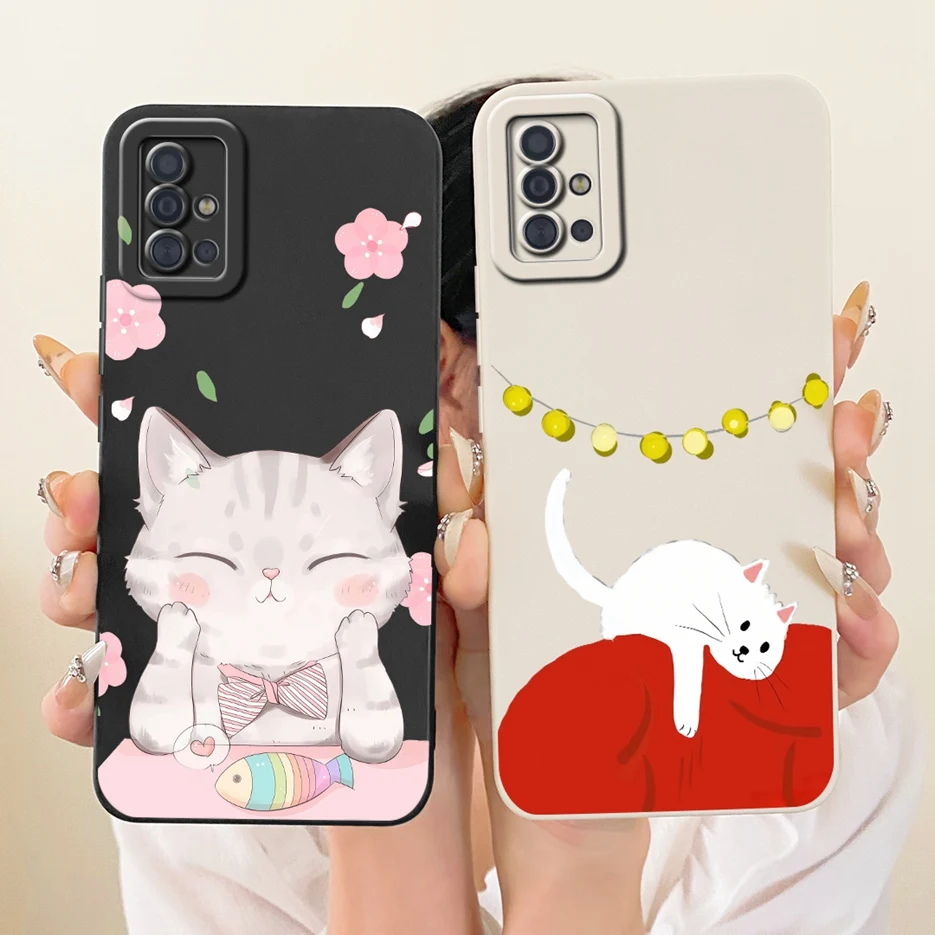 Para Samsung Galaxy A51 A71 4G funda SM-A515F SM-A715F lindo gato pato cubierta de dibujos animados suave TPU funda de teléfono para Samsung A51 A 71 Fundas - imagen 4