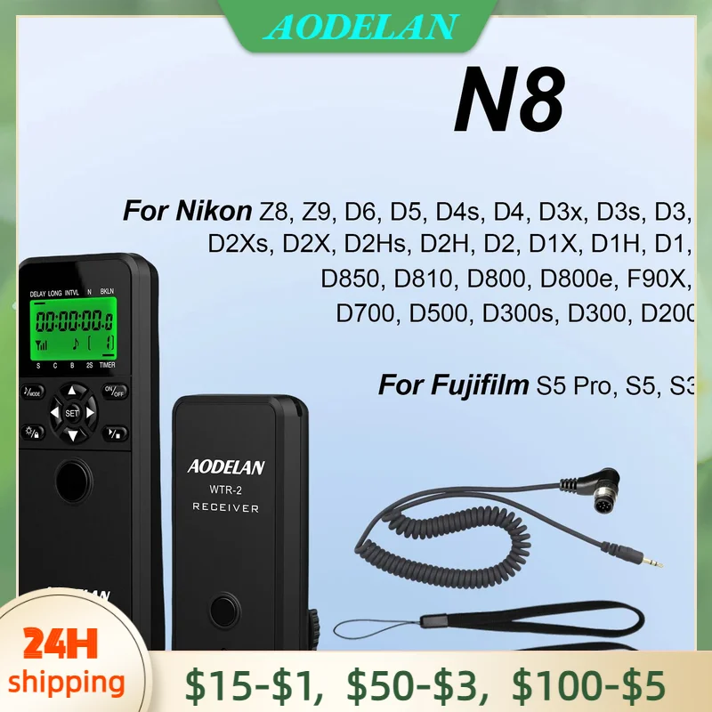 Temporizador de cámara WTR-2, intervalómetro remoto Timelapse, disparador para Nikon de 10 pines Z8 Z9 D6 D5 D4 D850 D810 D800 D700 D500 D300 - imagen 2