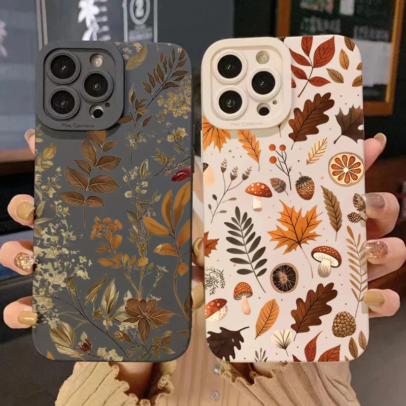 Funda de teléfono de silicona con patrón de hojas de otoño para Xiaomi Redmi Note 14 13 12 11 Pro Plus 5G 12S 11S Redmi 13C 14C 12 4G, funda suave - imagen 2