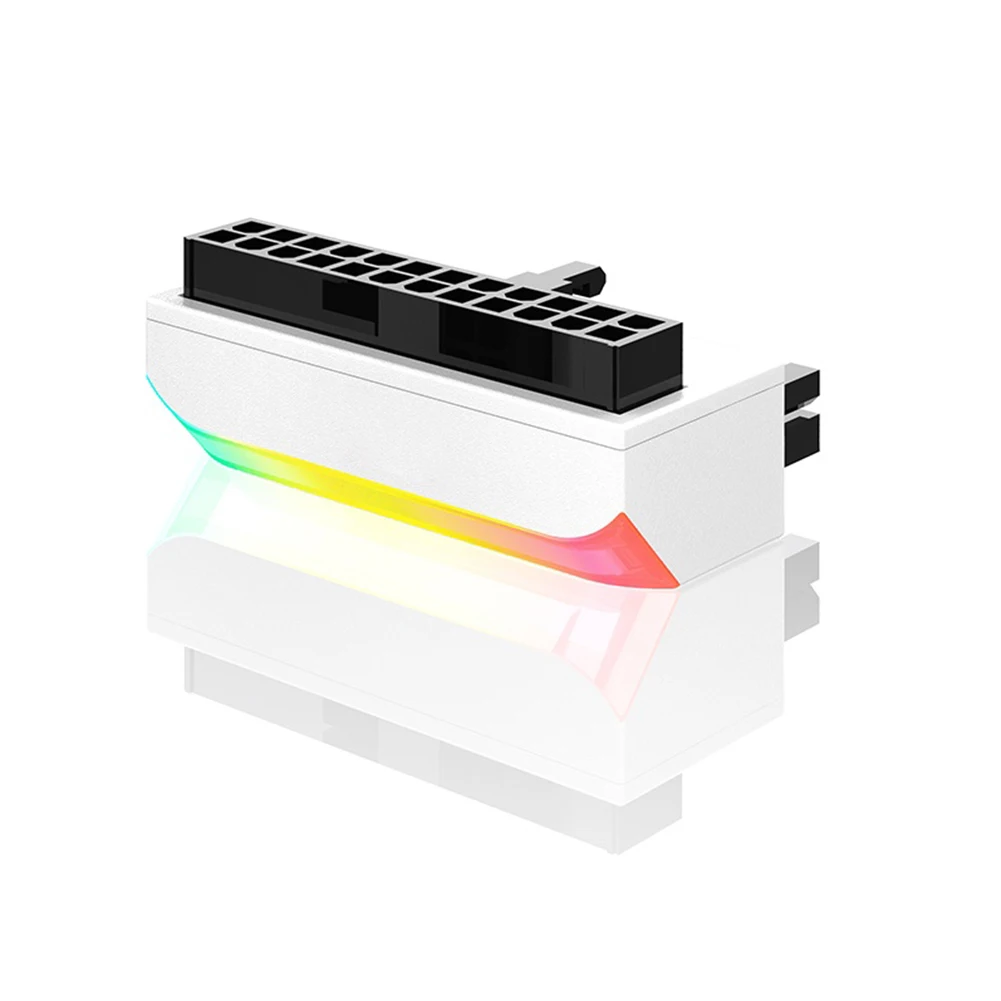 Conectores de Cable de alimentación ATX de 24 pines a 90 grados, piezas de ordenador, conectores de alimentación de placa base, montaje DIY Aura Sync - imagen 2