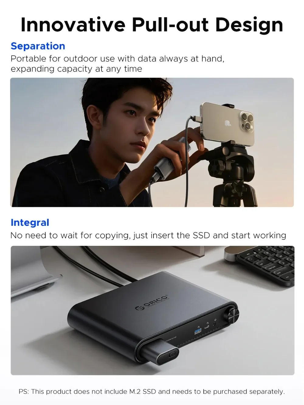 ORICO 11 en 1 USB C Docking Dtation USB HUB adaptador M.2 NVMe SSD Case 10Gbps 4K60Hz HDMI USB C Triple pantalla estación de acoplamiento - imagen 3
