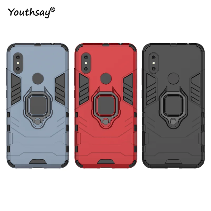 Para Xiaomi Redmi Note 6 Pro Funda magnética anillo de dedo Kickstand Funda dura para teléfono de PC Redmi Note 6 Pro Funda Redmi Note 6 Pro Funda - imagen 2