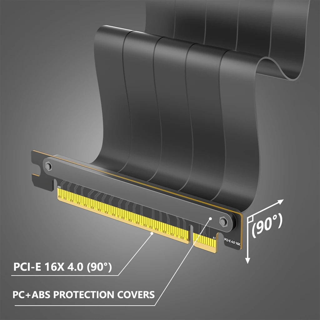 Cable de extensión PCIE 4,0, Cable elevador plateado de 64GBS con puerto PCI Express para tarjeta de extensión GPU RTX4090 RTX3060 RX6950XT - imagen 4