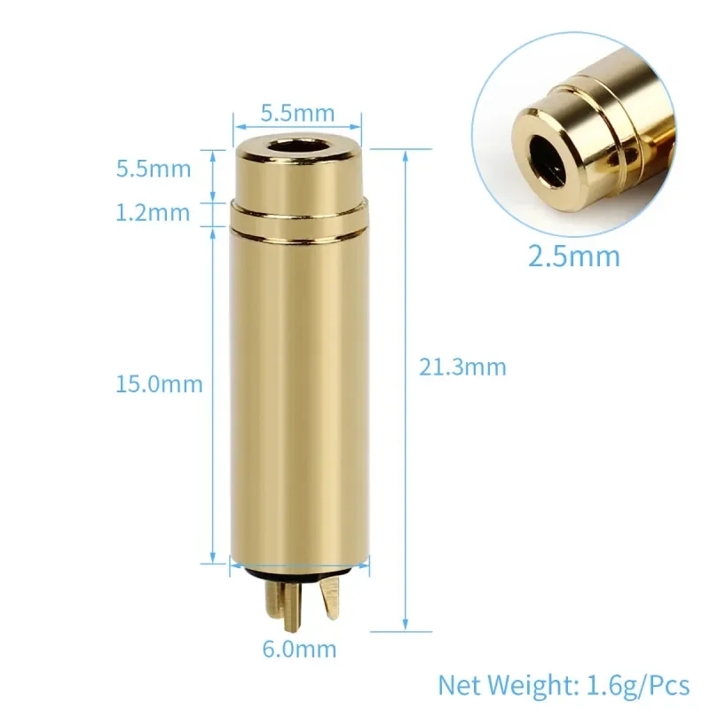 2 uds 2,5mm 3,5mm conector hembra para auriculares 4 polos 3 contatos 3,5 conector de cable mejorado para auriculares 2,5 adaptador de Audio chapado en oro - imagen 2