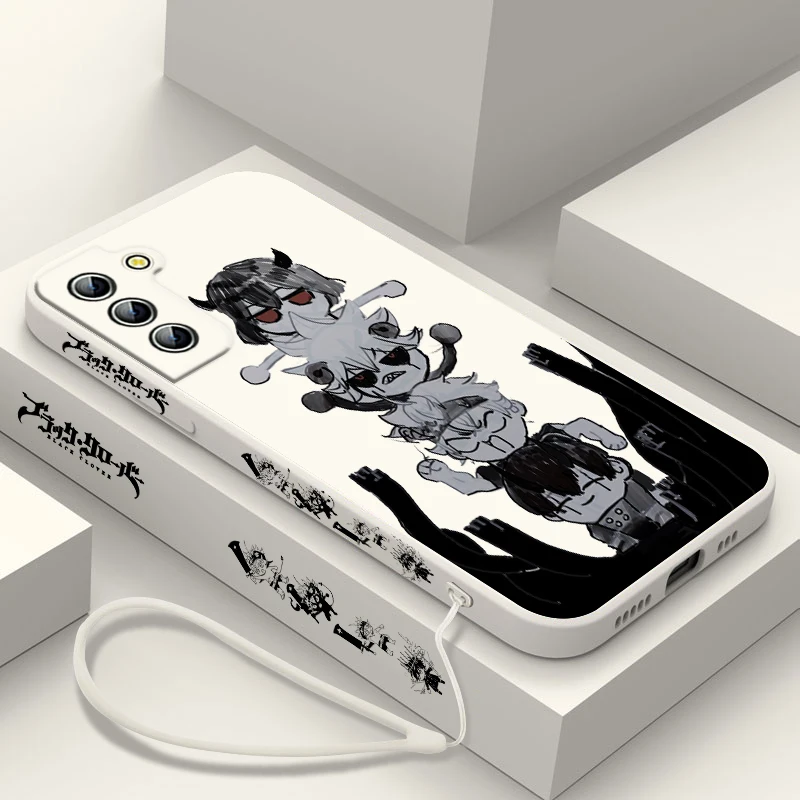 Funda de teléfono de Asta de trébol negro de Anime para Samsung Galaxy S24, S23, S22, S21, S20 Pro FE Plus, funda de cuerda izquierda Ultra líquida - imagen 4