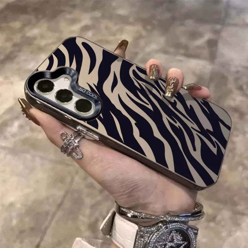 Funda de teléfono para Samsung Galaxy S21 FE S22 Plus S23 S24 S25 Ultra A16 A26 A25 A24 A36 A56 A55 A54 5G cubierta de rayas irregulares negras - imagen 4