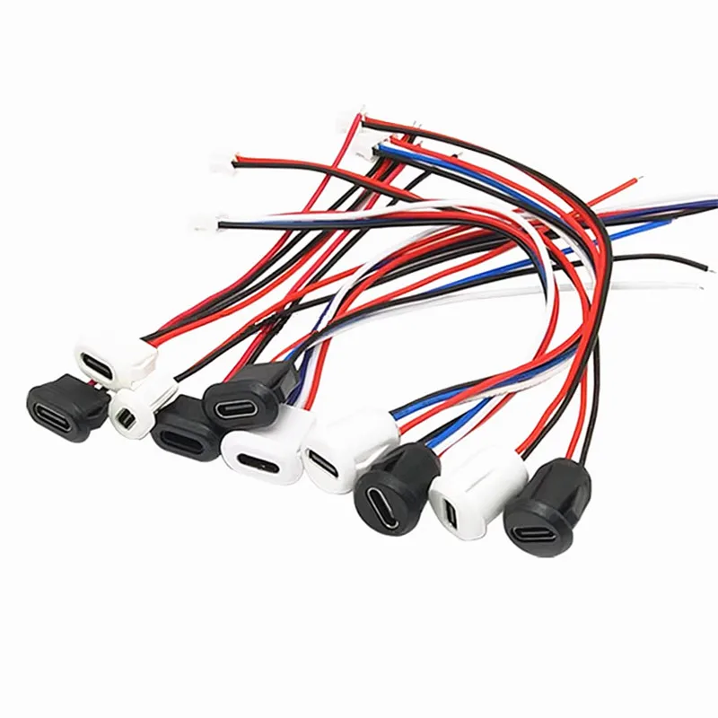 1 Uds USB tipo C conector impermeable 3A compresión directa 2/4/5Pin interfaz de carga de enchufe hembra con PH2.0 Termina 150MM - imagen 4