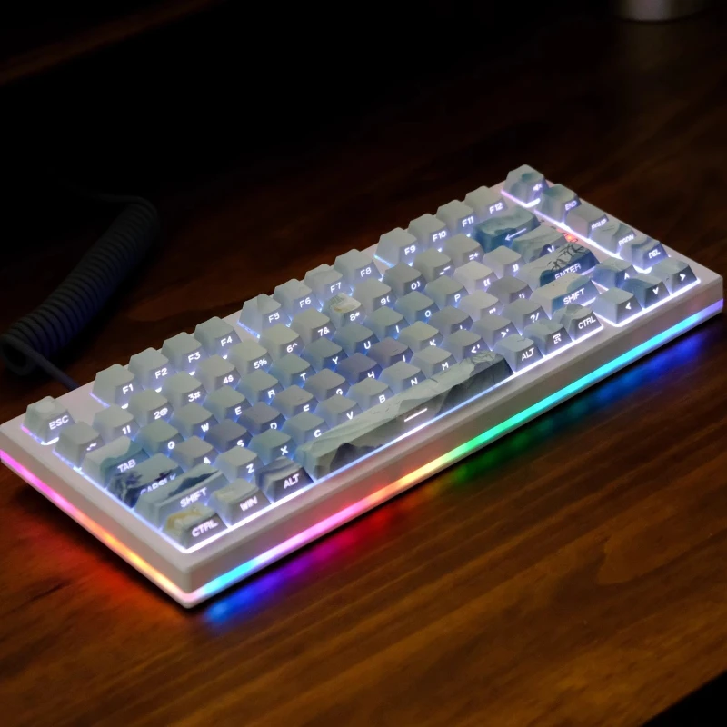 Juego de teclas originales Lake Mountain View, 130 teclas, sublimación de tinte PBT, perfil de cereza, teclas grabadas laterales para teclado mecánico - imagen 4