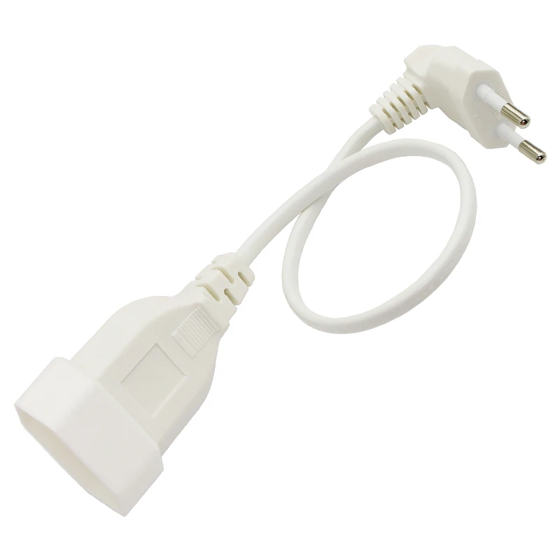 1 Uds Cable adaptador de corriente de la UE, Cable de alimentación de enchufe macho a hembra redondo europeo de 2 pines en ángulo de 90 grados para UPS PDU 0,3 M 0,6 M - imagen 3