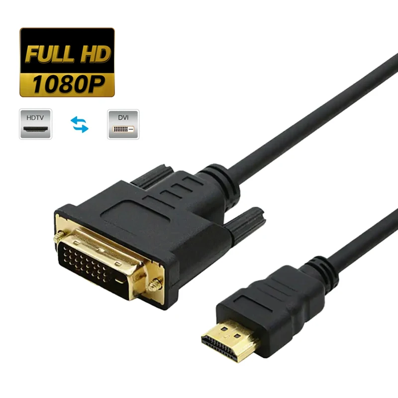 Cable compatible con HDTV a DVI macho 24 + 1 adaptador macho DVI-D 1080P convertidor DVI a HDTV para TV BOX DVD PC proyector