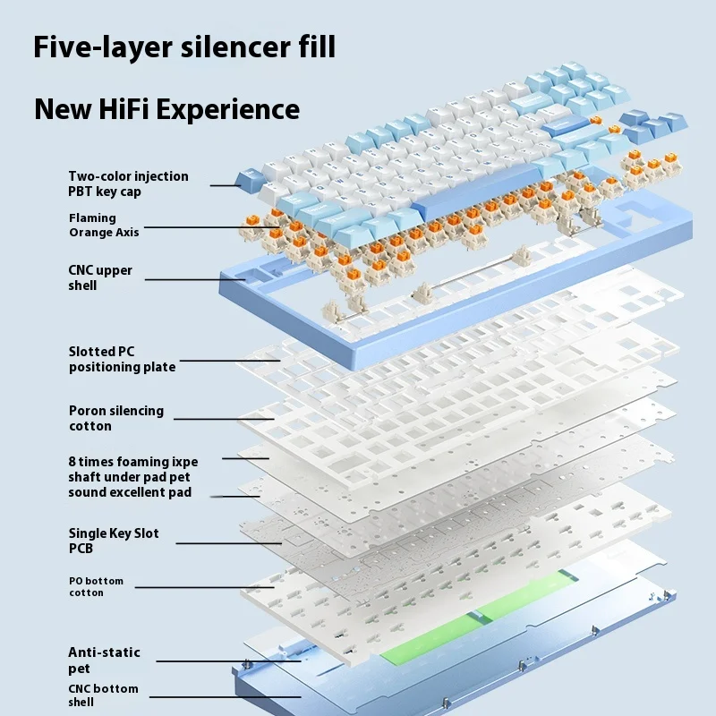 MCHOSE GX87 Teclado mecánico inalámbrico personalizado CNC aluminio intercambio en caliente 8000mah junta interruptor HIFI dinámico RGB 2,1 KG BT 2,4G - imagen 4