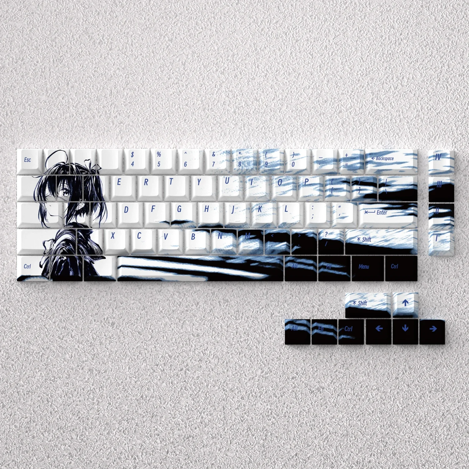 Teclas de 73 teclas Rikka Takanashi Anime PBT sublimación de tinte cereza para teclado mecánico 61 65 68 Akko Fun60pro Anne Pro 2 GK61 - imagen 2