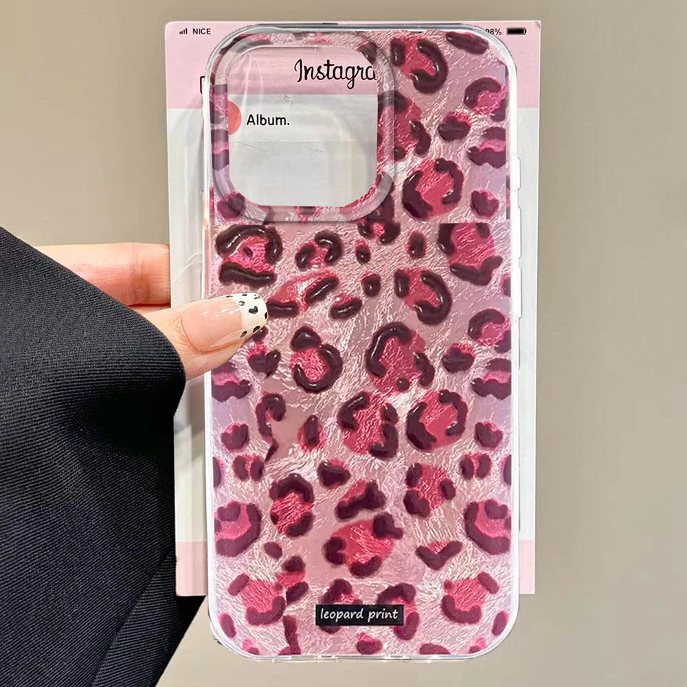Funda de teléfono de leopardo rosa de moda coreana para Samsung Galaxy A16 A55 A07 A17 A56 A36 A26 A53 A06 A14 A24 A34 A54 A15 A12 A22 - imagen 3