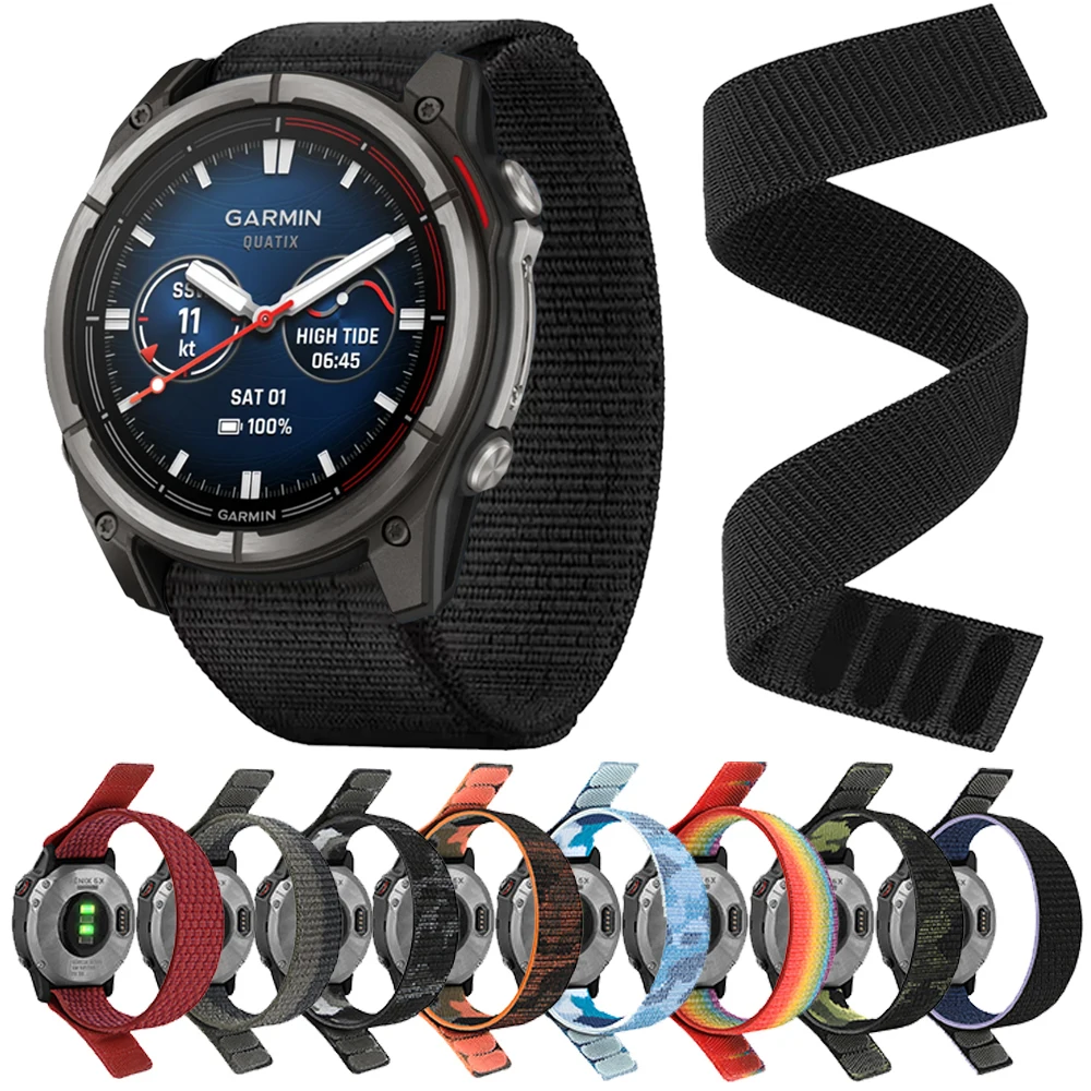 Correa de nailon QuickFit de 22mm y 26mm para Garmin Quatix 8 AMOLED Tactix 8 7 Delta Bravo Band Fenix 7X 7 6 5 correa de reloj trenzada