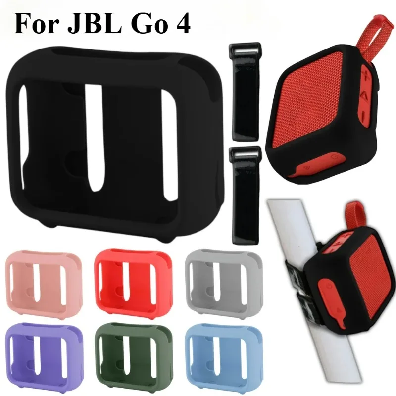 Funda de silicona para altavoz JBL GO4, bolsa de transporte de viaje con correa de montaje para altavoz, funda anticaída para altavoz JBL GO 4
