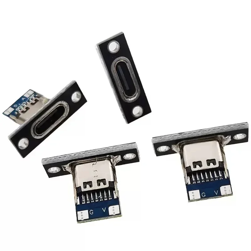 Conector hembra tipo C USB 3,1 tipo C, conectores de puerto de carga de 2 pines y 4 pines, enchufe tipo C con placa de fijación de tornillo, 5/10/20 piezas - imagen 3