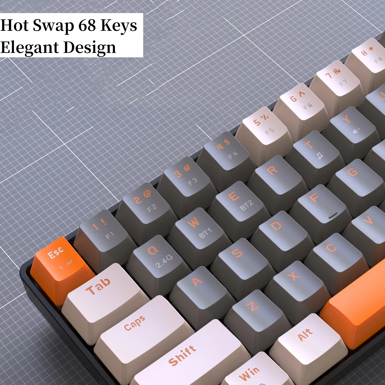 Teclado Mecánico Español con Ñ K68 Inalámbrico 68 Teclas Hot Swap Diseño 68% Español con la Ñ Ruso Coreano Árabe Teclado Mecánico Conexión Bluetooth Receptor Mini USB Tipo C Ergonomía - imagen 3