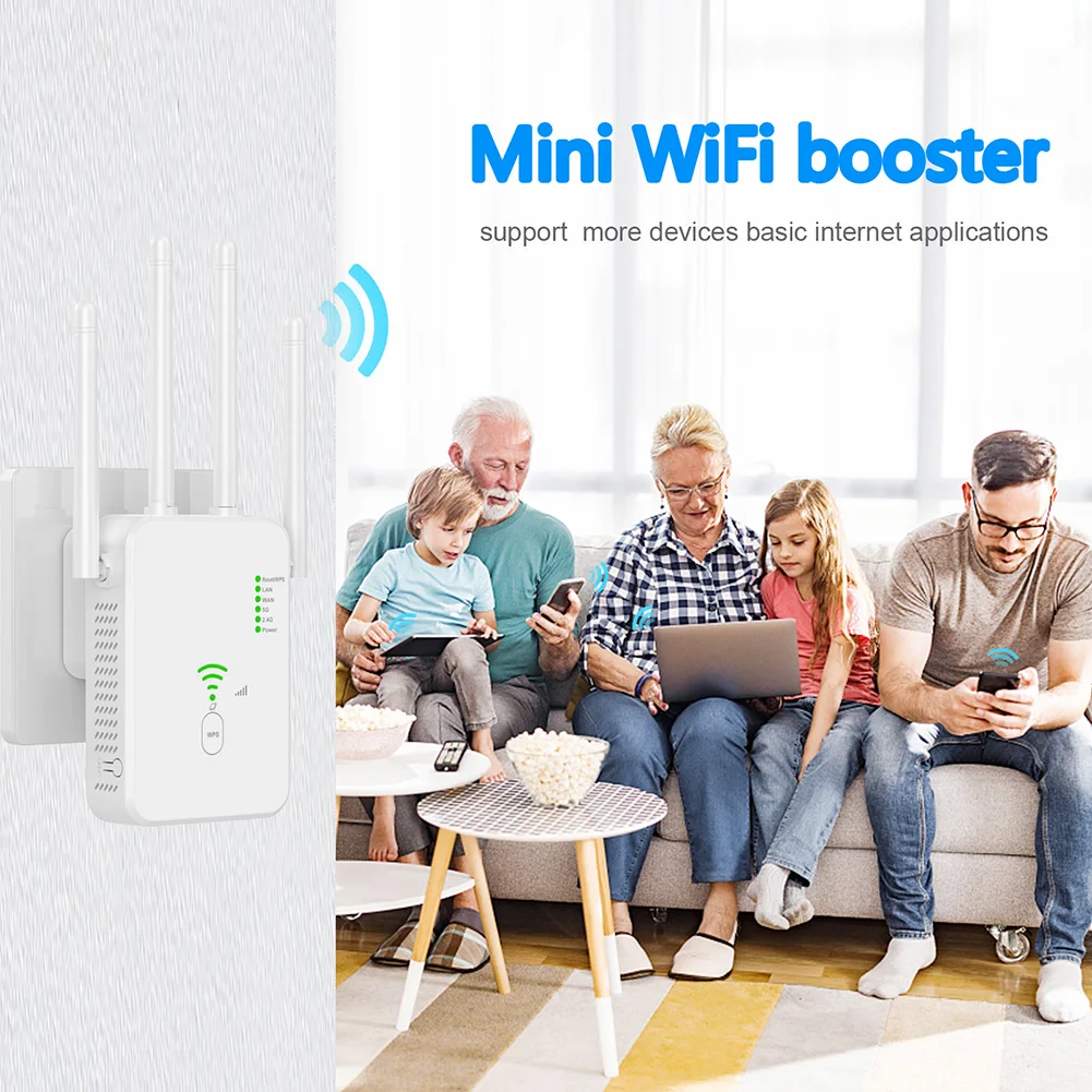 Repetidor WiFi inalámbrico de 1200Mbps amplificador de señal Wifi extensor WiFi de doble banda 2,4G 5G 802.11ac amplificador WiFi Gigabit enrutador WPS - imagen 5