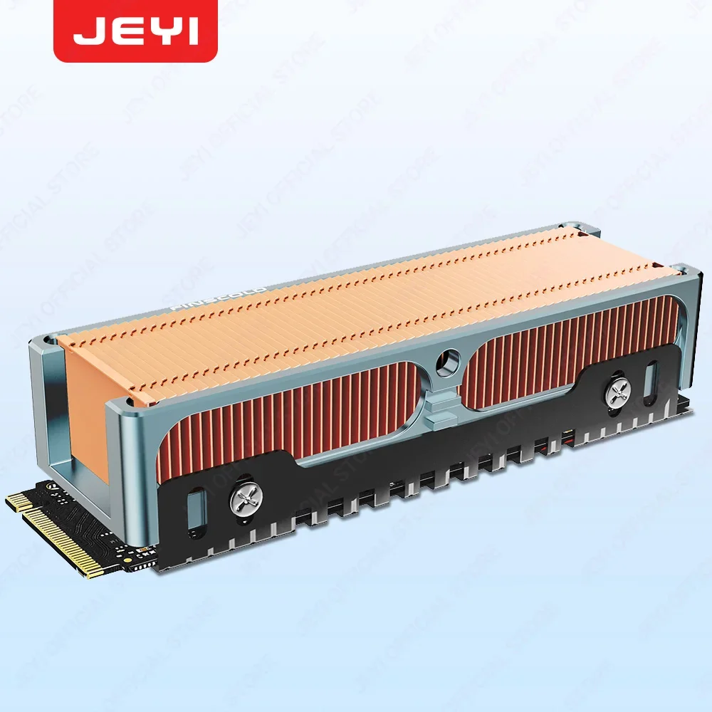 Disipador de calor de alto rendimiento JEYI M.2 2280 SSD, aletas de cobre con disipadores de calor pasivos de marco de aluminio - 50 piezas de aletas frías - 401 W/mk - imagen 2