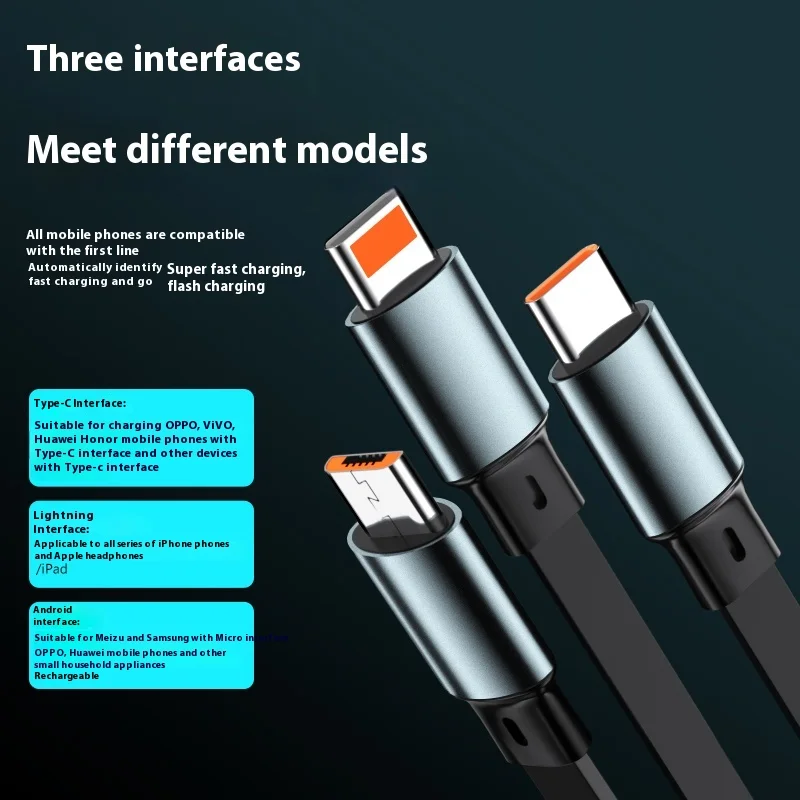 Cable Usb retráctil 3 en 1 de 100W, carga rápida y datos, Micro Usb tipo C para apple 15 14 13 Pro Max, Cable Xiaomi para teléfono Android - imagen 4