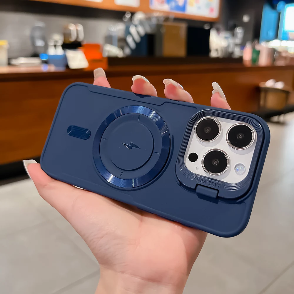 Para Magsafe funda de carga inalámbrica magnética para iPhone 16 15 14 13 12 11 Pro Max 17 Air 17Promax funda trasera de armadura de silicona suave - imagen 2