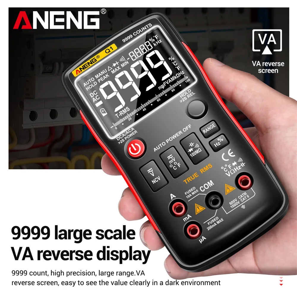ANENG Q1 polimetro tester digital multimeter profesional multimetro multimeter multímetro Digital de verdadero botón 9999 rm409b probadores de automoción eléctrica comprobador dmm transistor tester - imagen 3