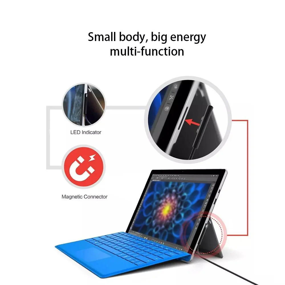 Cable de carga rápida PD tipo C, conexión de superficie de 15V, 3A, Compatible con Microsoft Surface Pro 8/7/6/5/4/3 Go3/2/1 Laptop4/3/2/1 - imagen 5