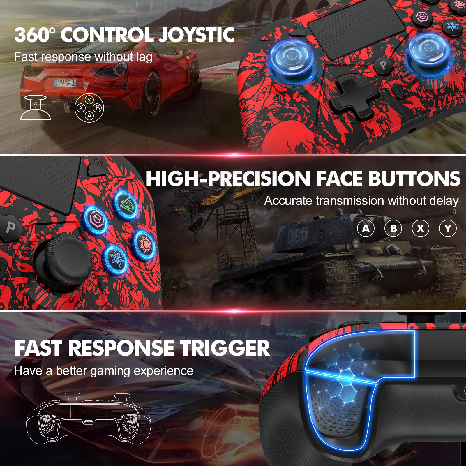 Mando inalámbrico Ps4 para consola Playstation 4, Joystick para Ps4/Pc, Android, compatible con Bluetooth, vibración Dual de seis ejes - imagen 4