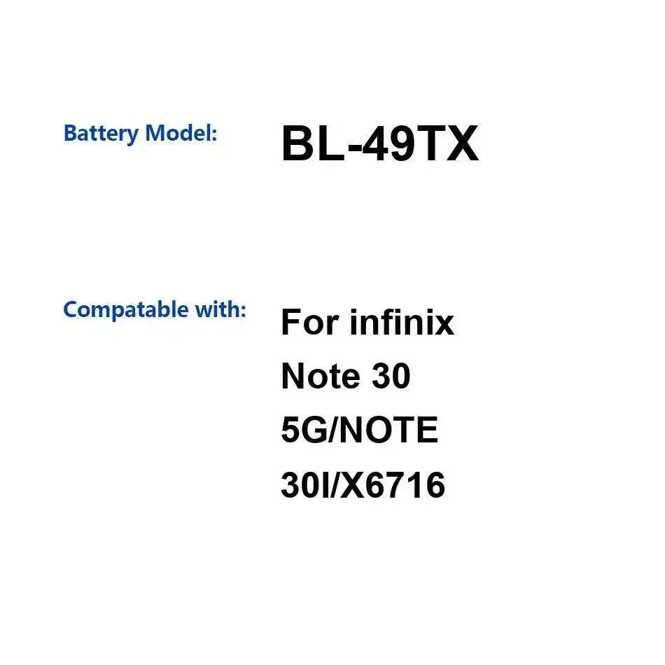 Batería ligera del teléfono móvil BL-49TX para Infinix Note 30 5G 30I X6716 5000Mah