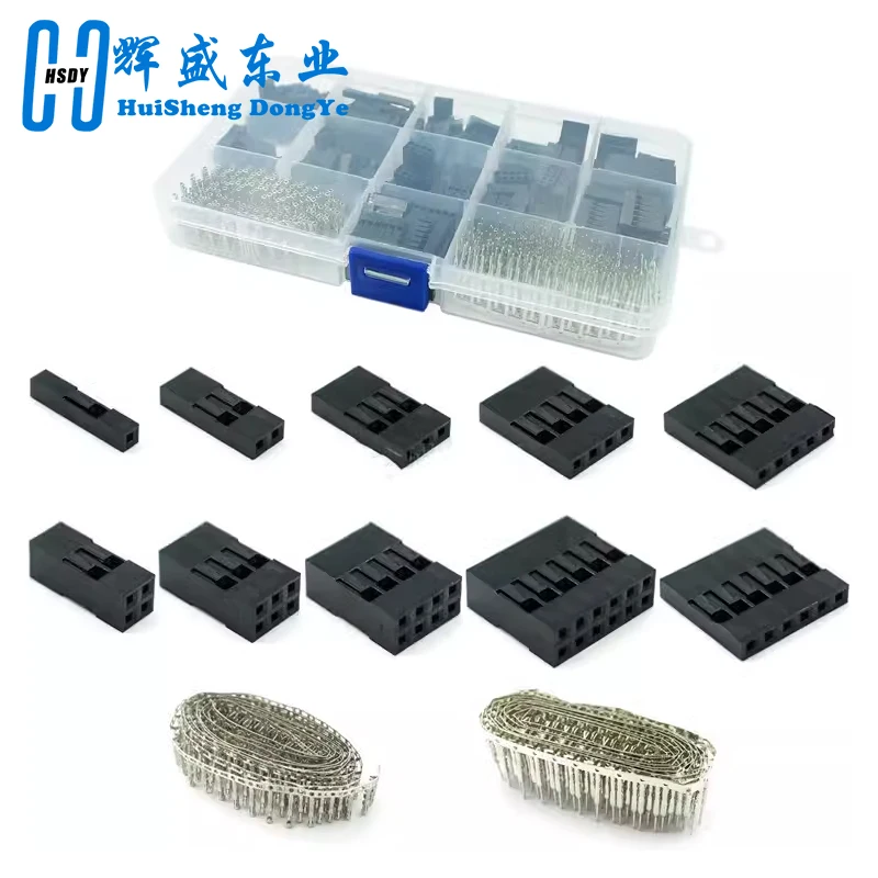 310 unids/set 2,54mm macho + hembra Cable Dupont Cable de línea de puente 1/2/3/4/5/6/8 Pin conector carcasa Kit de bricolaje electrónico - imagen 4