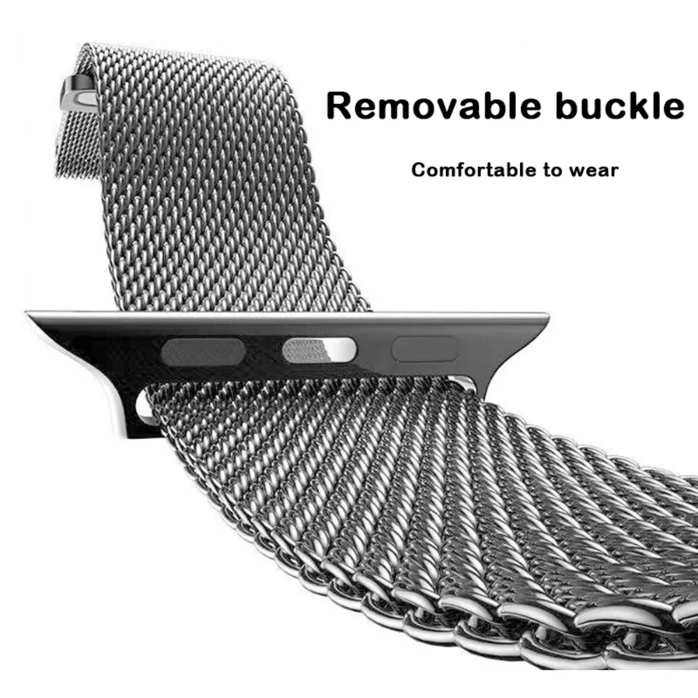 Correa de Metal para Apple Watch, 49mm, 46mm, 42mm, 45mm, 44mm, 41mm, 40mm, pulsera de bucle milanés para iWatch 11 10 9 8 7 6 5 4 SE Ultra - imagen 4