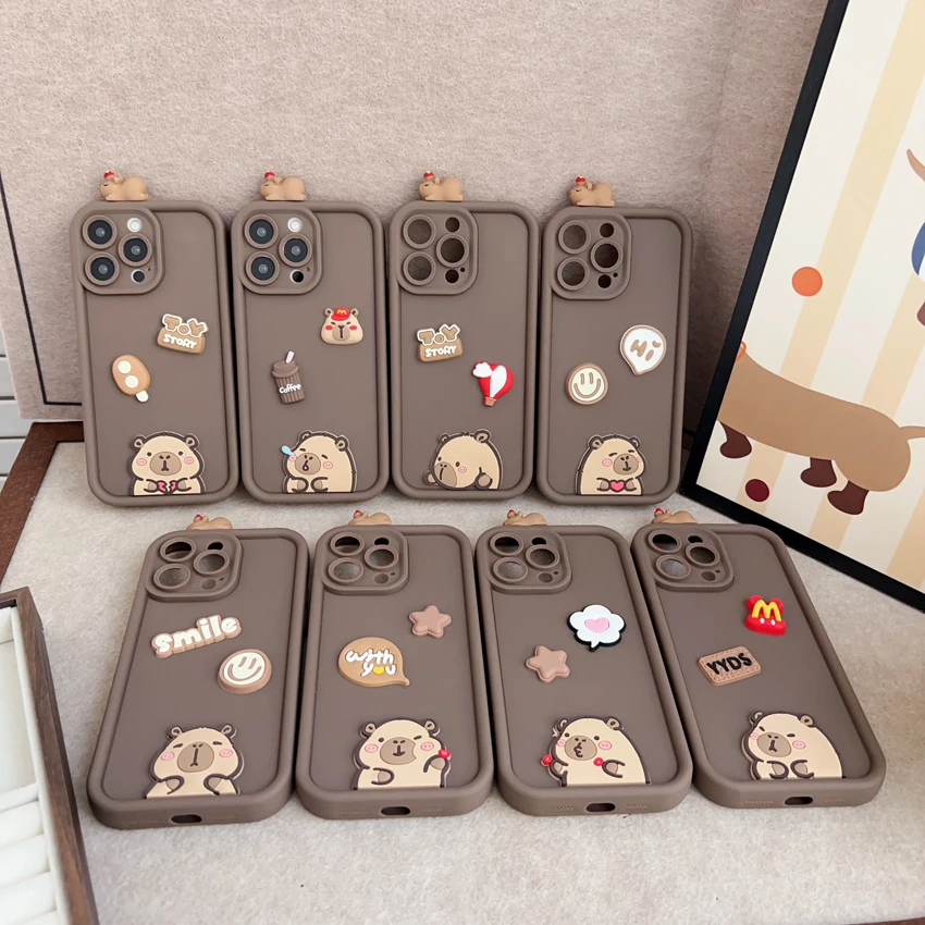 Capibala para Xiaomi Redmi A1 A2 A3 A5 8 9 10 11 12 13 14 A C POCO F5 F7 F6 12T 13T 14T funda multiestrip con cabeza de muñeca - imagen 2