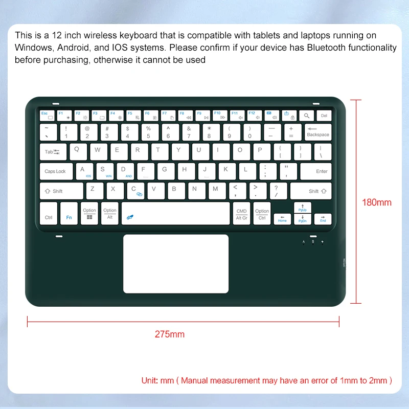 Teclado inalámbrico BT para Samsung Galaxy Tab S10 Lite 2025 S9 FE S7 S8 Plus, teclado táctil para tableta Tab A9 + A8 S7FE - imagen 5