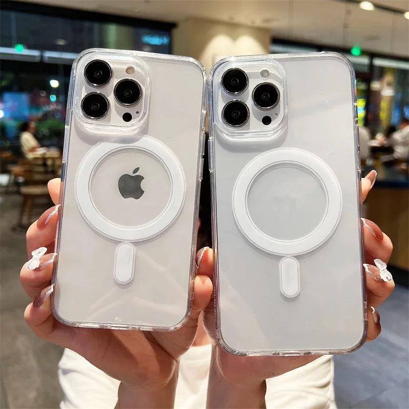 Funda transparente para teléfono Magsafe Mag Safe iPhone 15 Pro Max 14 Plus 13 Mini 12 11 X XS XR SE 2022 2020 15Pro 14Pro accesorios de cubierta - imagen 2