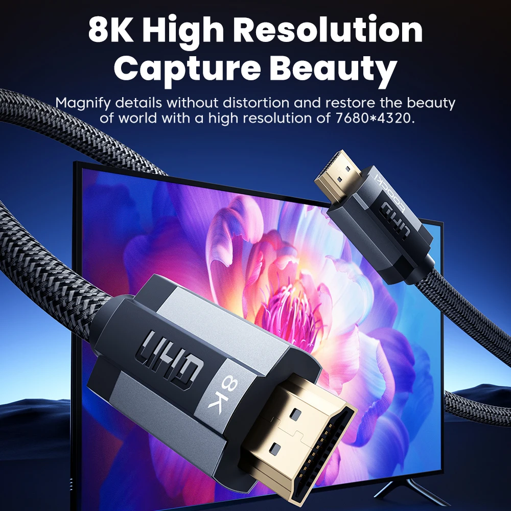 Toocki Cable Compatible con HDMI para Xiaomi Box PS5 PS4 proyector de ordenador portátil 8K @ 60Hz alta velocidad Compatible con HDMI 2,1 Cable divisor 48Gbp - imagen 2