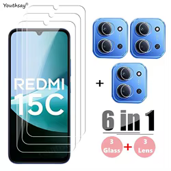 Xiaomi Redmi 15C - Vidrio Templado 6 en 1 Pantalla y Cámara