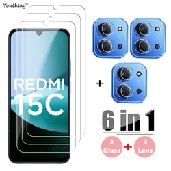Xiaomi Redmi 15C - Vidrio Templado 6 en 1 Pantalla y Cámara