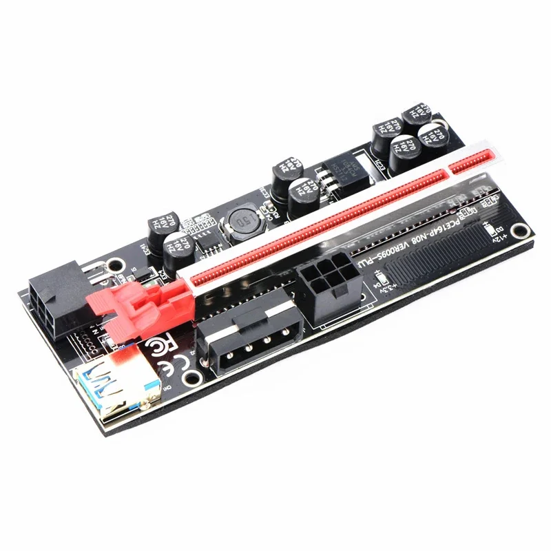 Nueva tarjeta elevadora PCI-E 009S Plus PCIE X1 a X16 VER009S Plus 4 pines 6 pines de alimentación para Cable USB 3,0 de 60CM tarjeta gráfica GPU Miner Mining - imagen 3