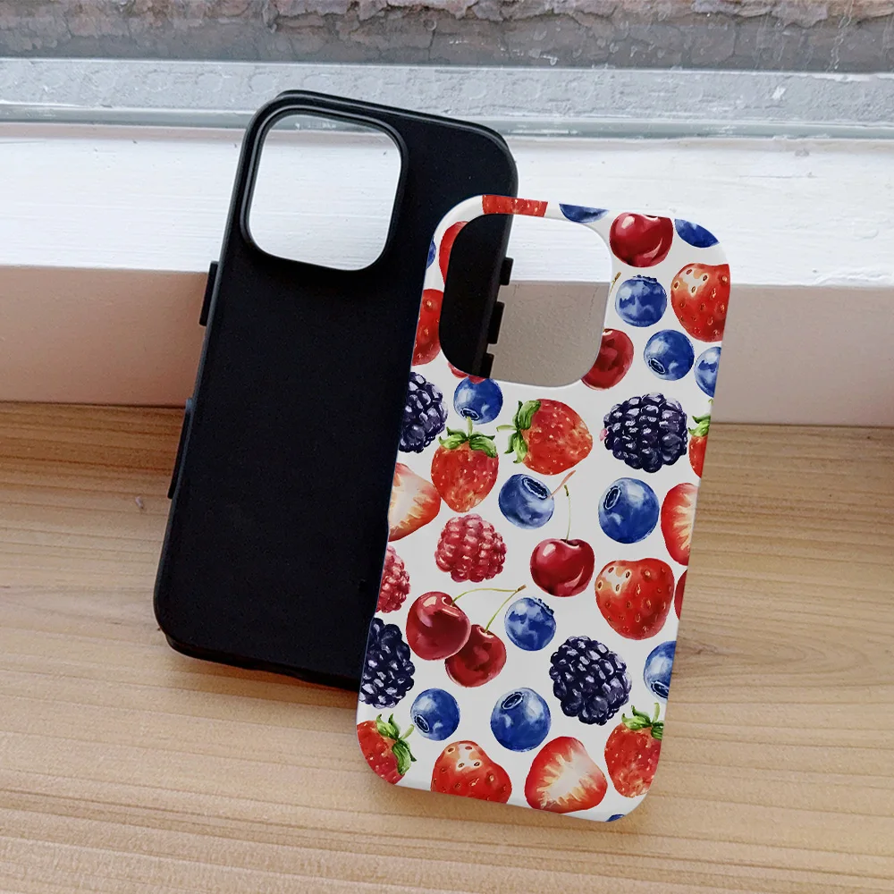 Funda de teléfono con diseño de fresa y cereza para iPhone 16, 15, 14, 13, 12, 11 Pro Max Plus, funda trasera magnética de lujo de doble capa - imagen 5