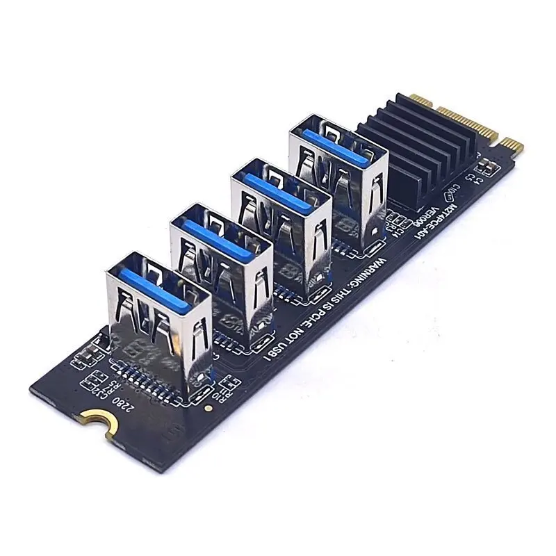 Tarjeta elevadora M.2 M2 NGFF NVME a PCIE PCI Express X16 1 a 4 USB 3,0, adaptador de concentrador multiplicador de ranura para minería de Bitcoin Antminer - imagen 5