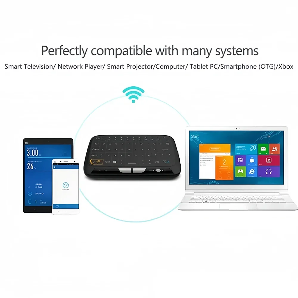 Teclado inalámbrico 2,4G con panel táctil pantalla completamente táctil Mini teclado Air Mouse teclado recargable retroiluminado para ordenador portátil Smart TV - imagen 4