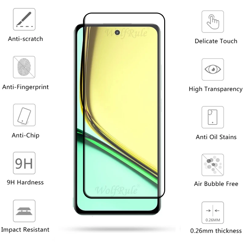 4 Uds para Realme C67 vidrio Realme C67 vidrio templado cubierta completa pegamento 9H HD película protectora de pantalla OPPO Realme C67 C 67 - imagen 2