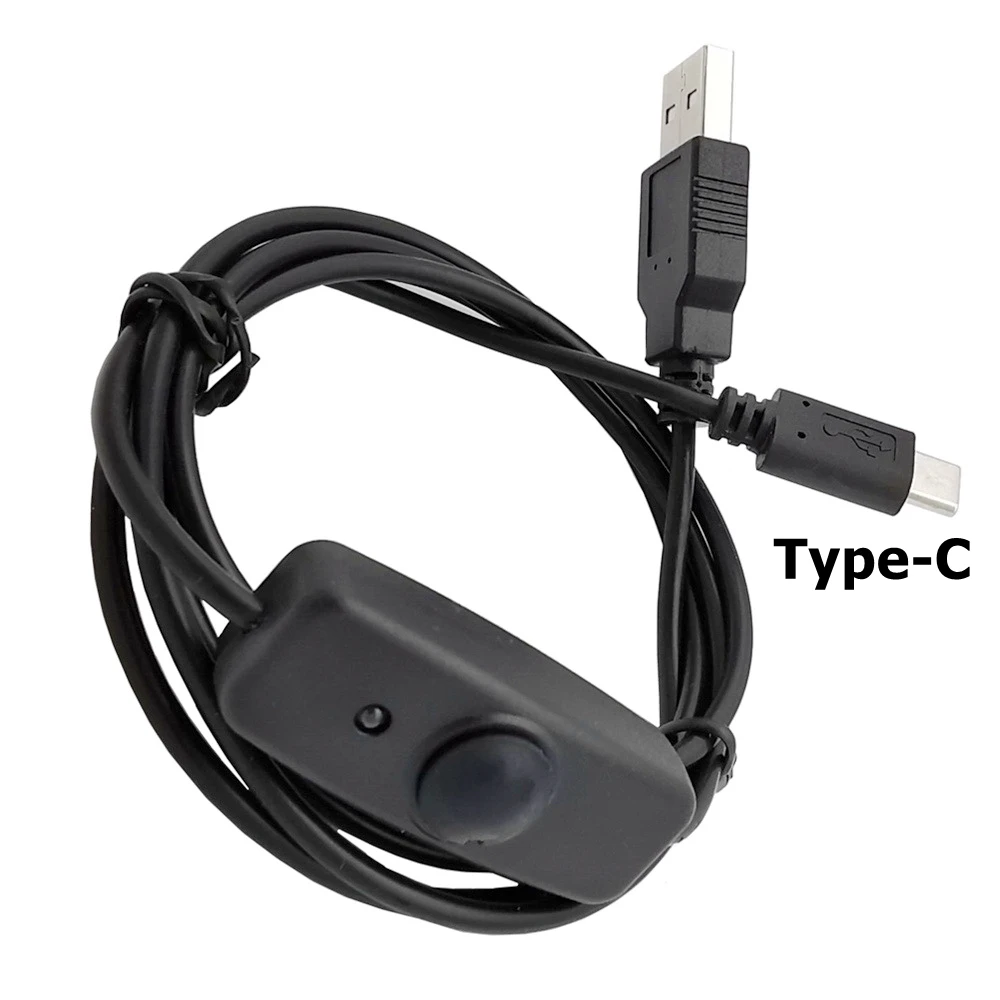 Cable USB a CC, cargador de Cable Micro USB, fuente de alimentación de CA para Raspberry Pi 4, 4B, 5V, 3A, interruptor tipo C con encendido/apagado para RPI 4 LED