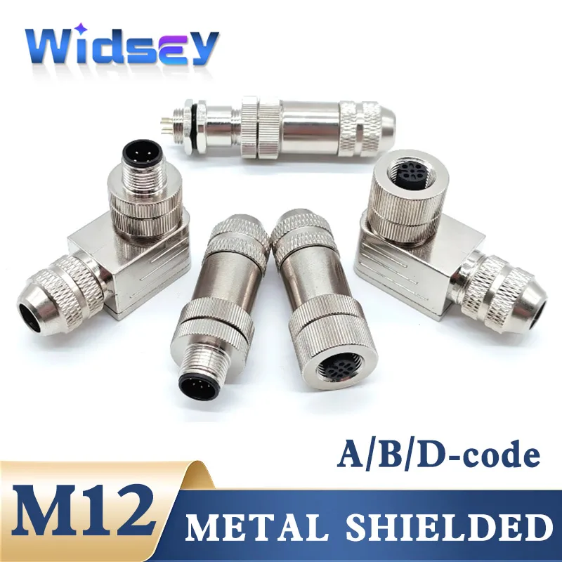 Metal with Shielded M12 Screw Assembled Profinet Aviation Plug 4/5/6/8/12 Pin Sensor Connector A/B/D-code Ethernet Connector