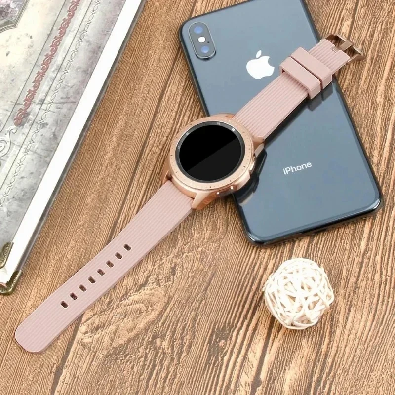 Correa de silicona de 20mm para Samsung Galaxy Watch 6/5/4/3 Active 2 40 44mm pulsera de reloj Galaxy Watch 42mm cinturón con hebilla de oro rosa - imagen 5