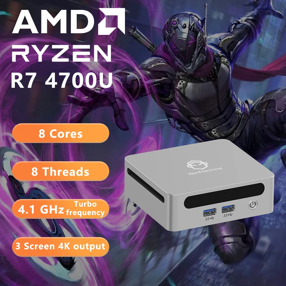 GenMachine Mini PC AMD Ryzen5 4700U 4750U 4800H 4900H Windows 11 Ryzen DDR4 3200Mhz WiFi6 pc para juegos Diy ordenador compacto para juegos - imagen 2